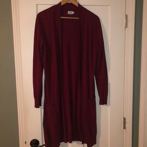 Deep Red Long Cardigan/Duster - Size L/XL